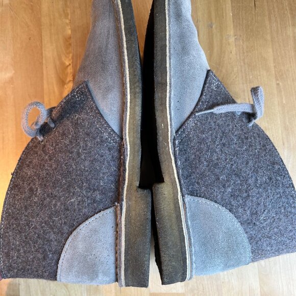 SIZE 10 Clarks Original Womens Gray Wool Felt Leather Desert Boots Crepe Soles - Picture 8 of 11
